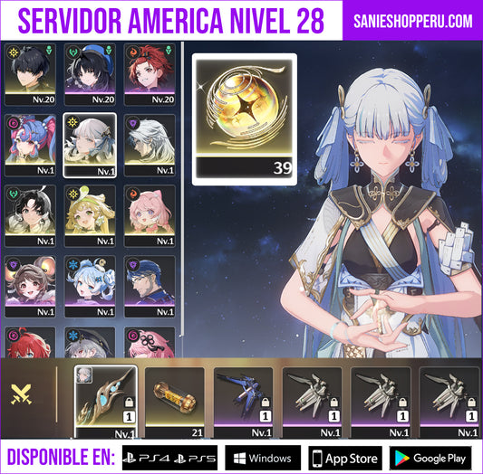 [Nivel 28] ⭐️ Jinhsi + Arma + Roccia + 39 Deseos