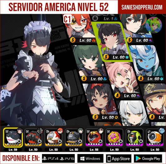 [LVL 52] ⭐️ Ellen + Arma + Zhu Yuan + Qingyi + Koleda C1 + Nekomata + Almohadillas ferreas + Engranaje Infernal + El sometido