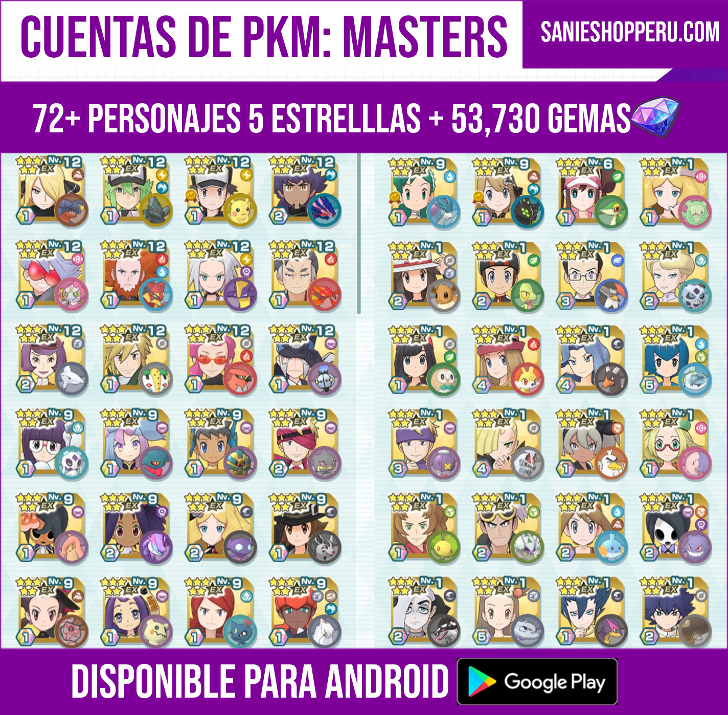 [Android] ✨ 72+ Personajes 5⭐️ + 💎 53,730 Gemas 💎