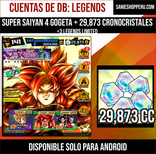 GOGETA SSJ4 ULTRA + 29,873 CRONOCRISTALES💎+ 3 LEGENDS LIMITED [Solo Android]