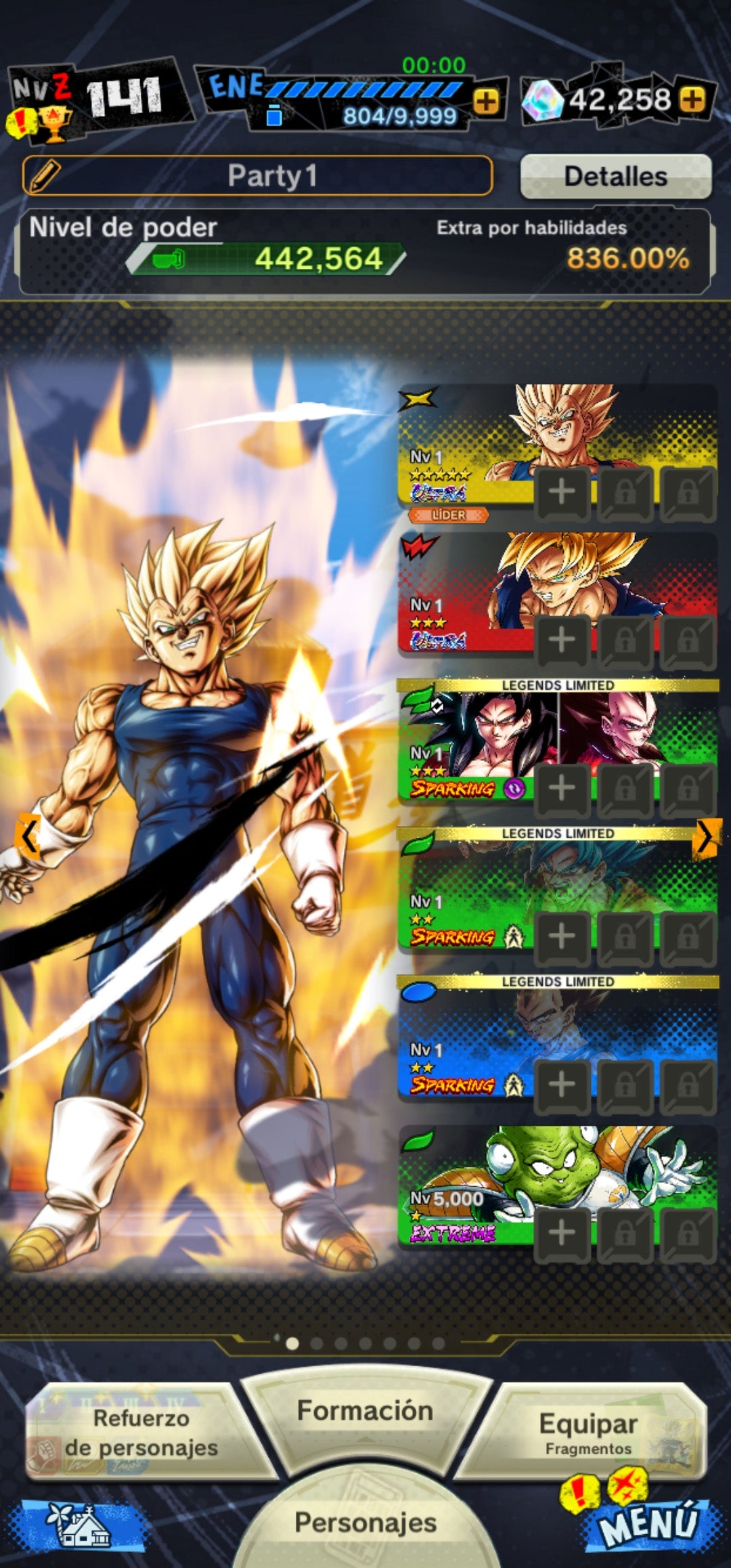 [Solo Android] ⭐️Majin Vegeta⭐️ + 💎42,258 Cronocristales💎