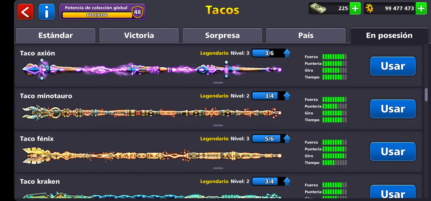 ⭐️ Nivel 45 ⭐️ + 43 Tacos +  225 Billetes 💵 + 🔶 99,477, 473 Monedas