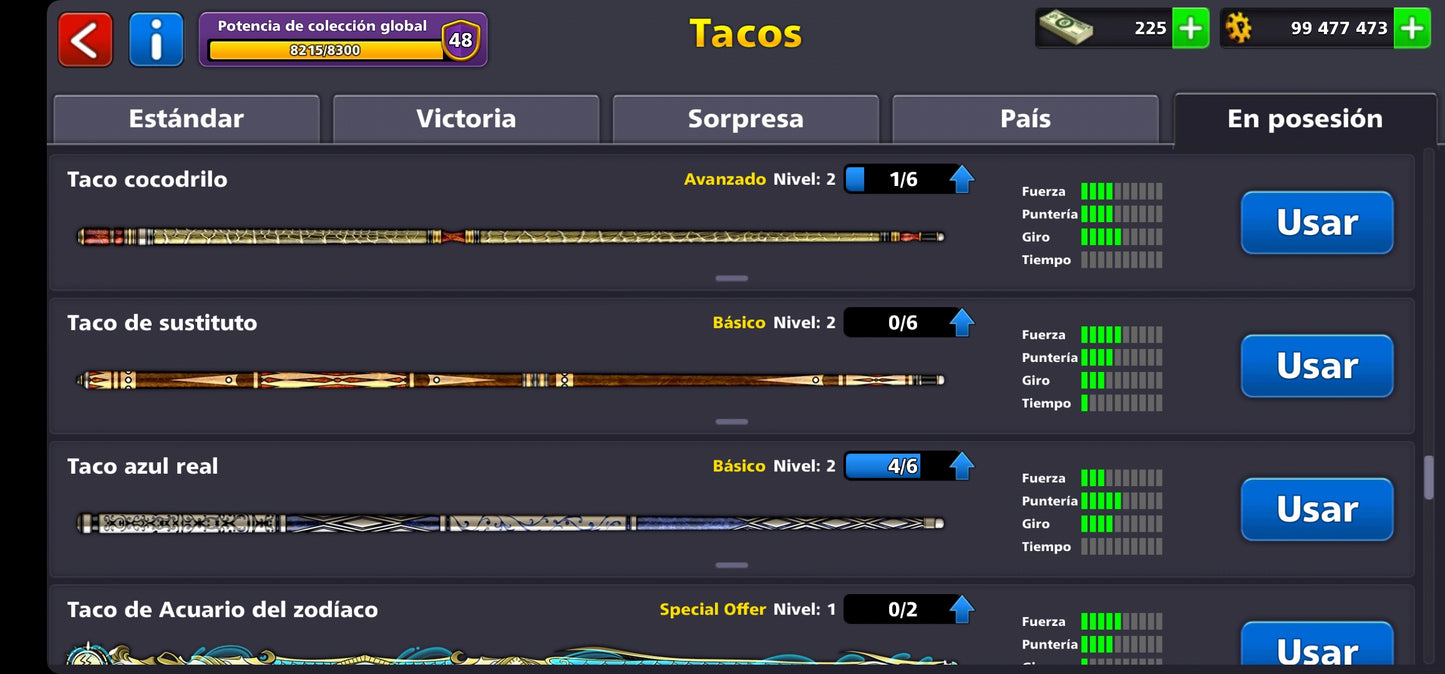 ⭐️ Nivel 45 ⭐️ + 43 Tacos +  225 Billetes 💵 + 🔶 99,477, 473 Monedas