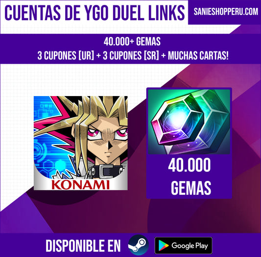 CUENTA CON +40.000 Gemas Yu-Gi-Oh Duel Links / No es recarga